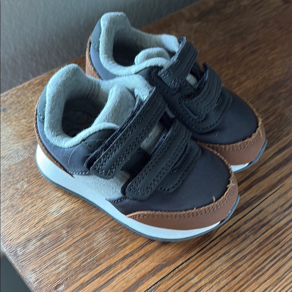 Kids' Navy, Grey and Brown Velcro Sneakers
